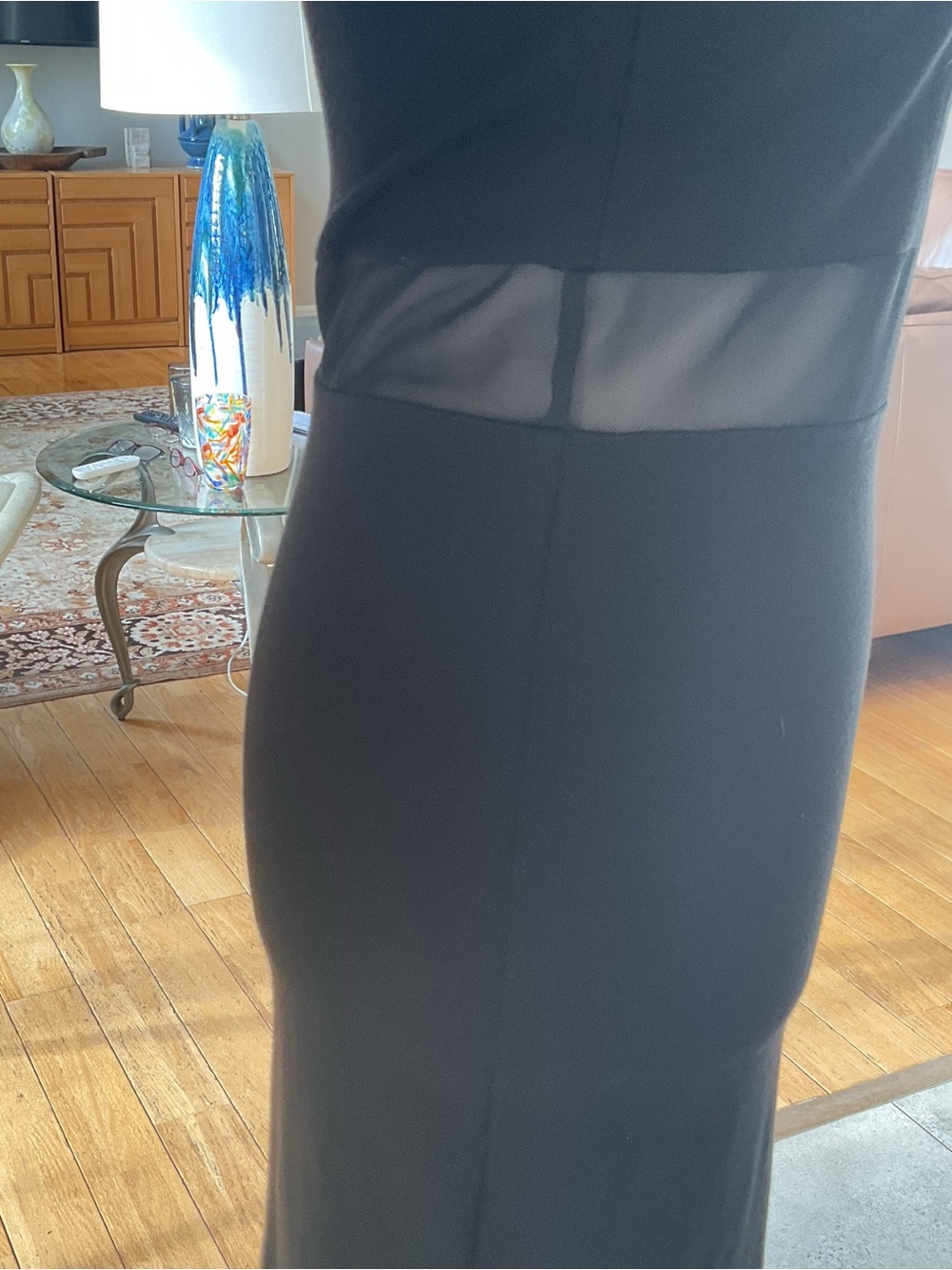 French Connection Black Midi Dress with Sheer Insets - Picture 7 of 12